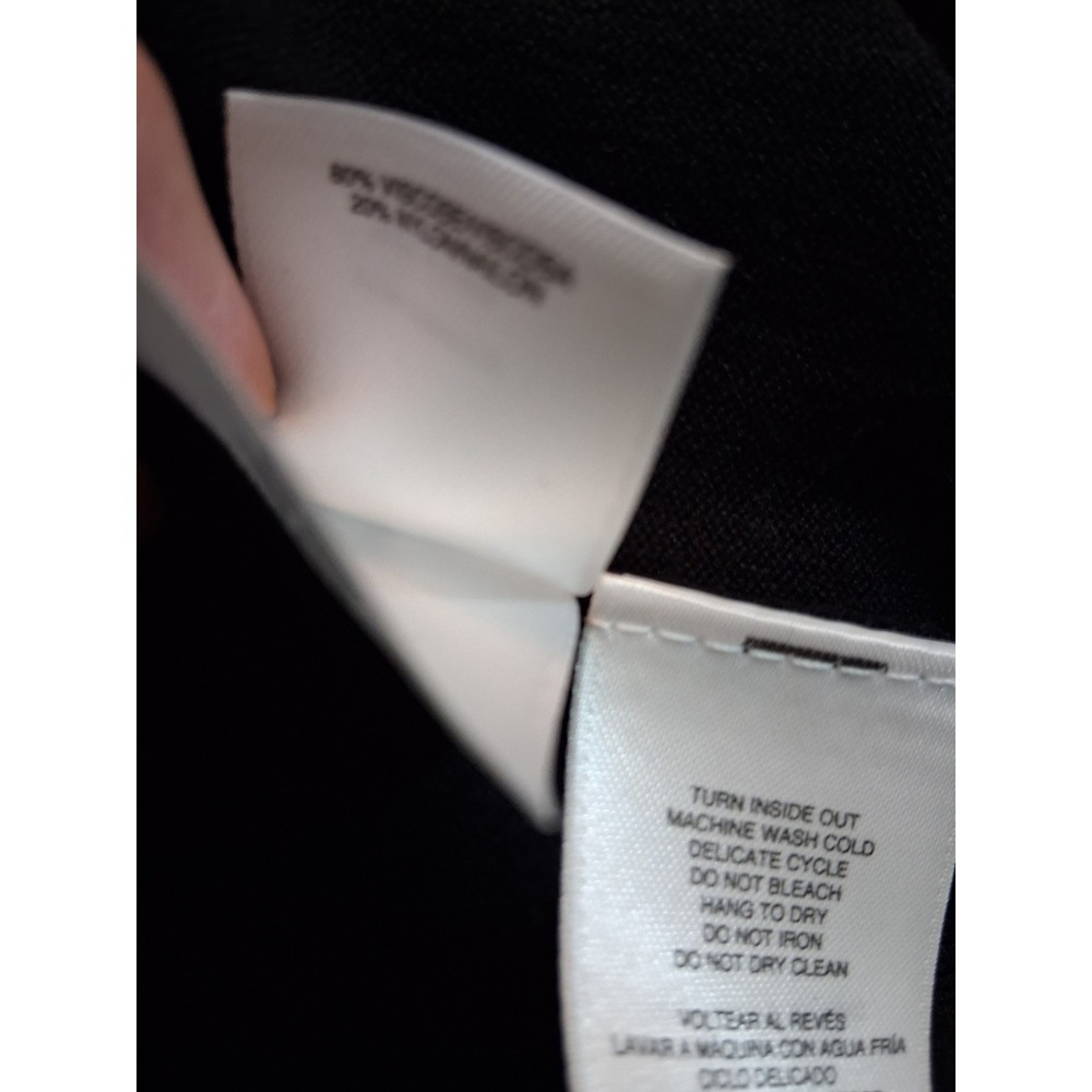 Anne Klein Colorblock Hoodie Sweater Women Large Black Tan White Knit Pullover - Picture 5 of 7